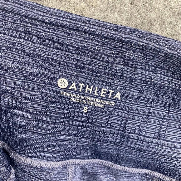 Athleta Leggings Small Blue High Rise Jacquard Mesh Chat To Town Capri Workout - Picture 10 of 13